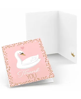 Swan Soiree - White Swan Baby Shower or Birthday Party Thank You Cards (8 count)