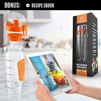 Leakproof Fruit Infuser Water Bottle with Anti-Slip Grip Large, 34 oz