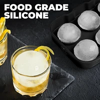 Silicone Ice Cube Trays Set of 2 - Large Square Molds and Sphere Ball Maker with Lid