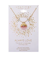 Unwritten 14K Gold Flash-Plated Brass Crystal Heart "Always Love" Rose Quartz Accent Pendant Necklace with Extender