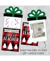 Big Dot of Happiness Plaid Teacher Appreciation - Christmas Money Gift Nifty Gifty Card Holders 8 Ct