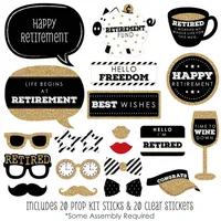 Big Dot of Happiness Happy Retirement - Retirement Party Photo Booth Props Kit - 20 Count