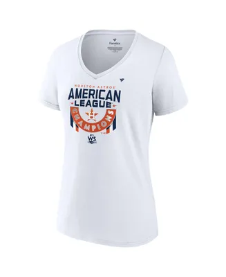 Women's Fanatics White Houston Astros 2022 American League Champions Locker Room Short Sleeve V-Neck T-shirt