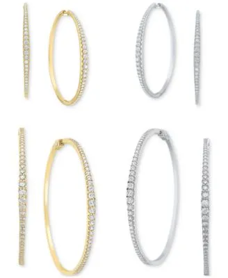 Diamond Graduated Hoop Earring Collection In 14k White Or Yellow Gold