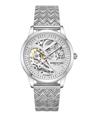 Kenneth Cole New York Women's Automatic Silver-Tone Stainless Steel Mesh Bracelet Watch 36mm