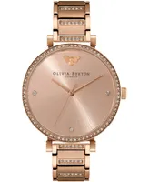 Olivia Burton Women's T-Bar Carnation Gold-Tone Stainless Steel Bracelet Watch 32mm