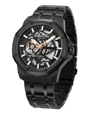 Kenneth Cole New York Men's Automatic Black Stainless Steel Bracelet Watch 45mm