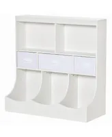 Homcom Kids Storage Organizer Wardrobe Display Bookcase w/ 3 Fabric Drawers