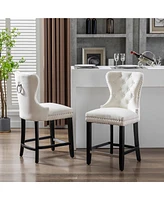 WestinTrends Tufted Velvet Counter Stool (Set of 2