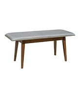 WestinTrends Mid Century Modern Solid Wood Upholstered Bench