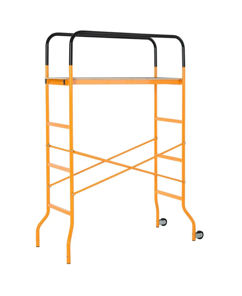 Homcom 4-Step Steel Steel Scaffold 2 Wheels Platform Anti-Skid Film