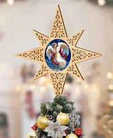 Designocracy Angel of Peace Wooden Tree Topper