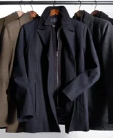 Kenneth Cole Men's Double Breasted Wool Blend Peacoat with Bib