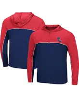 Men's Colosseum Navy, Heathered Red Ole Miss Rebels Flick Quarter-Zip Hoodie Windshirt