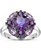 Amethyst (2-1/8 ct. t.w.) & Pink Amethyst (7/8 ct. t.w.) Cluster Ring in Sterling Silver