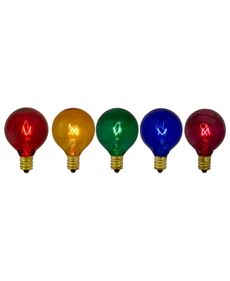 Northlight 2" Transparent Multi-Color G40 Globe Christmas Replacement Light Bulbs Set, Pack of 5