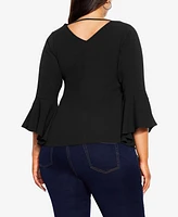 City Chic Women's Bell Sleeve Top