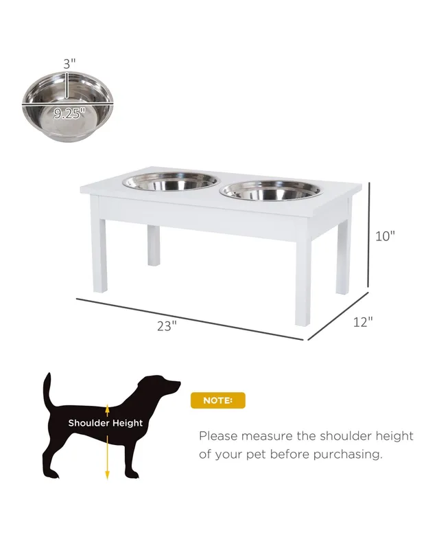 PawHut Elevated Dog Bowls Feeder with Stainless Steel Set Twin