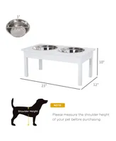 PawHut 10" Elevated Raised Dog Feeder Stainless Steel Double Bowl Food Water