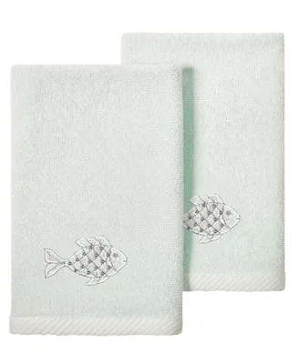 Linum Home Textiles Turkish Cotton Figi Embellished Fingertip Towel Set, 2 Piece