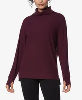 Andrew Marc Sport Women's Long Sleeve Brushed Rib Pull Over Top
