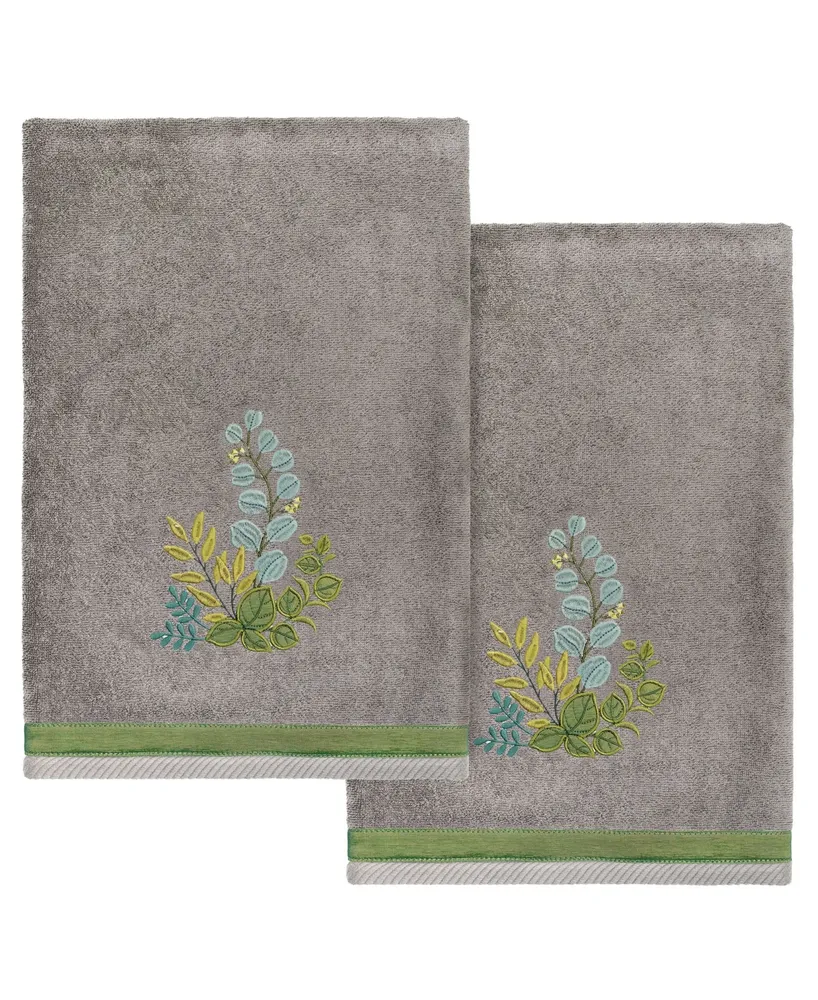 Linum Home Textiles Turkish Cotton Botanica Embellished Bath Towel Set, 2 Piece