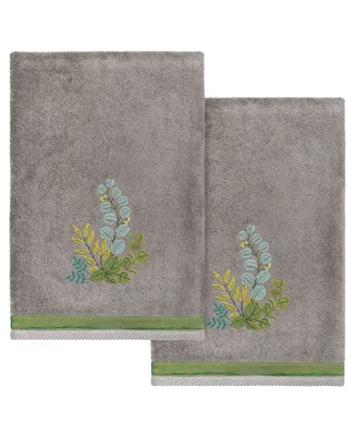 Linum Home Textiles Turkish Cotton Botanica Embellished Bath Towel Set, 2 Piece