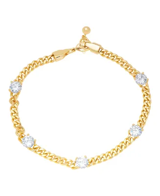 Macy's Gold Plated Cubic Zirconia Cuban Link Bracelet