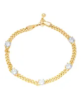 Macy's Gold Plated Cubic Zirconia Cuban Link Bracelet - Gold