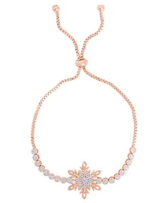 Macy's Rose Gold Plated Diamond Accent Snowflake Adjustable Bracelet