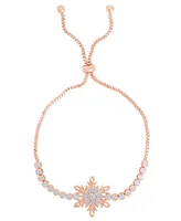 Macy's Rose Gold Plated Diamond Accent Snowflake Adjustable Bracelet