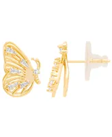 Macy's Gold Plated Cubic Zirconia Butterfly Stud Earrings - Gold