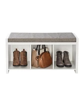 Honey Can Do Cube Organizer Bench with Shoe Storage and Seat Cushion