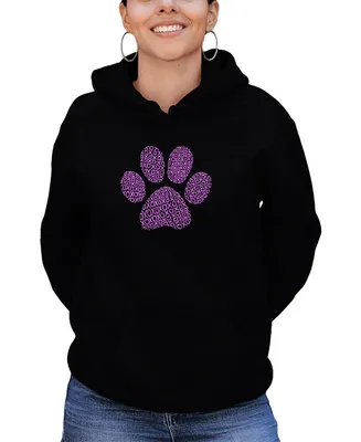 La Pop Art Women's Xoxo Dog Paw Word Hooded Sweatshirt
