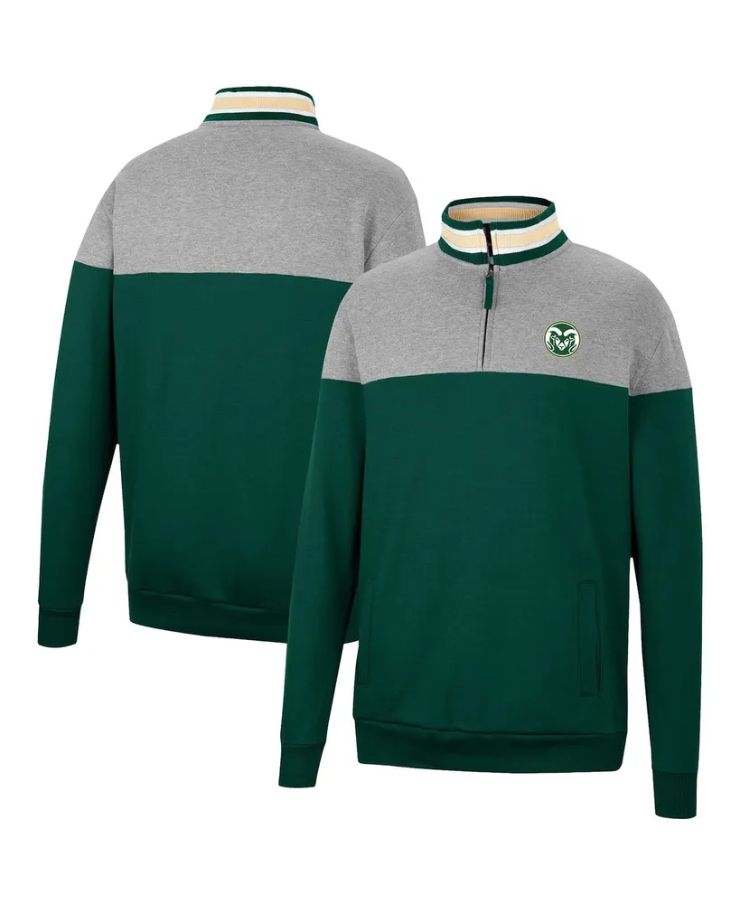 Men's Colosseum Heathered Gray and Green Colorado State Rams Be the Ball Quarter-Zip Top