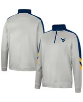 Men's Colosseum Gray and Navy West Virginia Mountaineers Bushwood Fleece Quarter-Zip Jacket