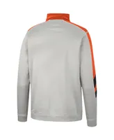 Men's Colosseum Gray and Orange Oregon State Beavers Bushwood Fleece Quarter-Zip Jacket