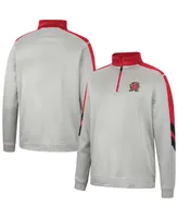 Men's Colosseum Gray and Red Maryland Terrapins Bushwood Fleece Quarter-Zip Jacket