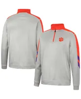 Men's Colosseum Gray and Orange Clemson Tigers Bushwood Fleece Quarter-Zip Jacket