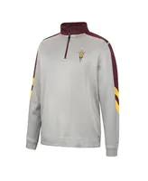 Men's Colosseum Gray and Maroon Arizona State Sun Devils Bushwood Fleece Quarter-Zip Jacket