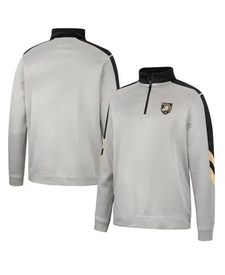 Men's Colosseum Gray and Black Army Black Knights Bushwood Fleece Quarter-Zip Jacket