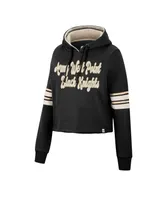 Women's Colosseum Black Army Knights Retro Cropped Pullover Hoodie