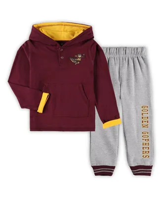 Toddler Boys Colosseum Maroon and Heathered Gray Minnesota Golden Gophers Poppies Pullover Hoodie Sweatpants Set