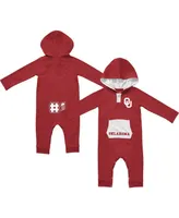 Newborn and Infant Boys Girls Colosseum Crimson Oklahoma Sooners Henry Pocketed Raglan Hoodie Romper