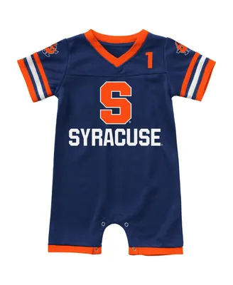 Infant Boys and Girls Colosseum Navy Syracuse Orange Bumpo Football Romper