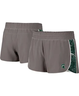 Women's Colosseum Gray and Green Michigan State Spartans Pamela Lined Shorts