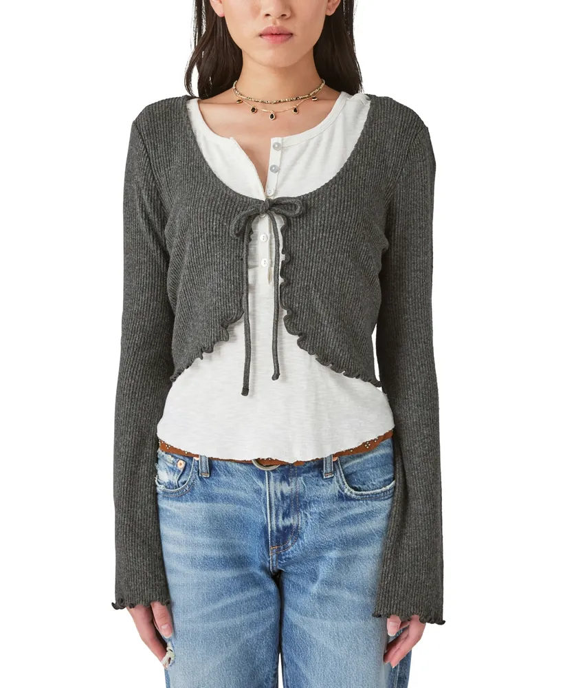 Lucky Brand Women's Shine Cable-Knit Button-Front Cardigan