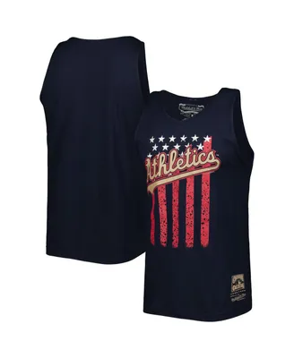 Men's Mitchell & Ness Navy Oakland Athletics Cooperstown Collection Stars and Stripes Tank Top