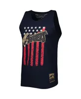 Men's Mitchell & Ness Navy Los Angeles Angels Cooperstown Collection Stars and Stripes Tank Top