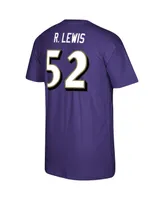 Men's Mitchell & Ness Ray Lewis Purple Baltimore Ravens Retired Player Logo Name and Number T-shirt